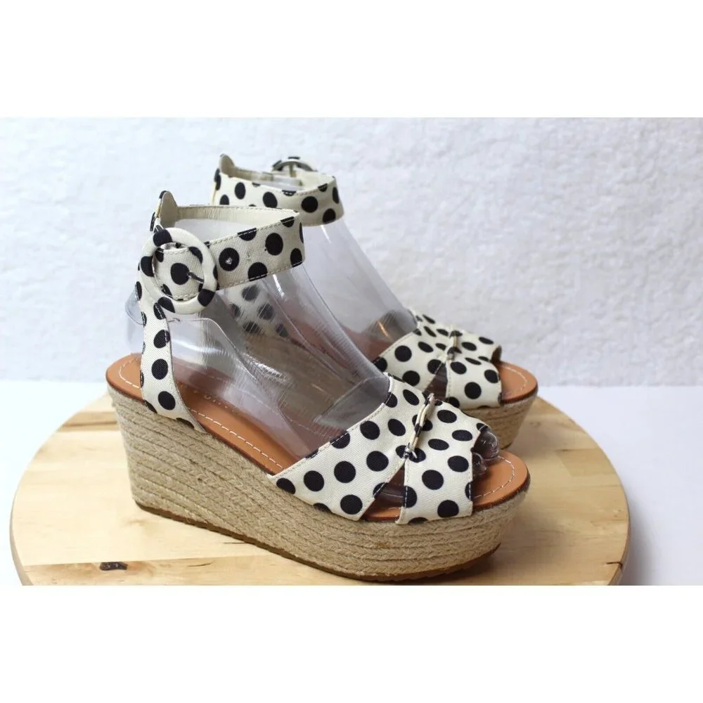 Alice Olivia Sandal Heels Womens Size 7.5 Buckle Polka Dot Designer Spring